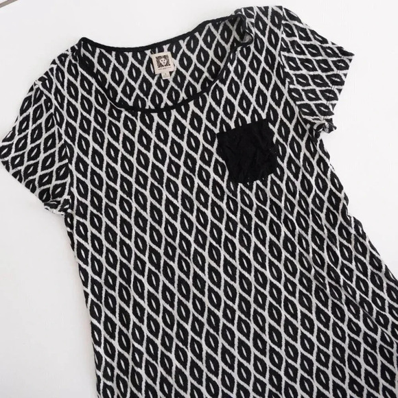 Anne Klein Small Tunic Dress Top  Black & White Diamond Pattern Woman's Small - Picture 7 of 9